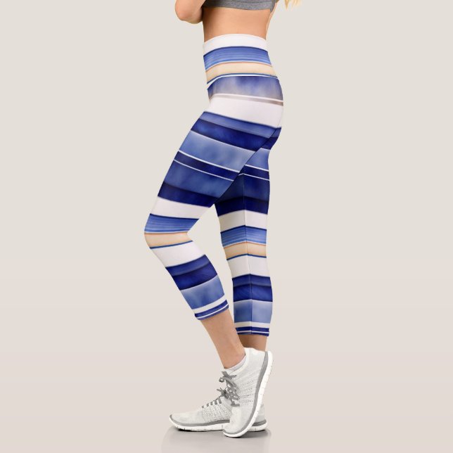 Leggings Capri Summer Navy Blue Modern Boot Stripes Collection (Gauche)