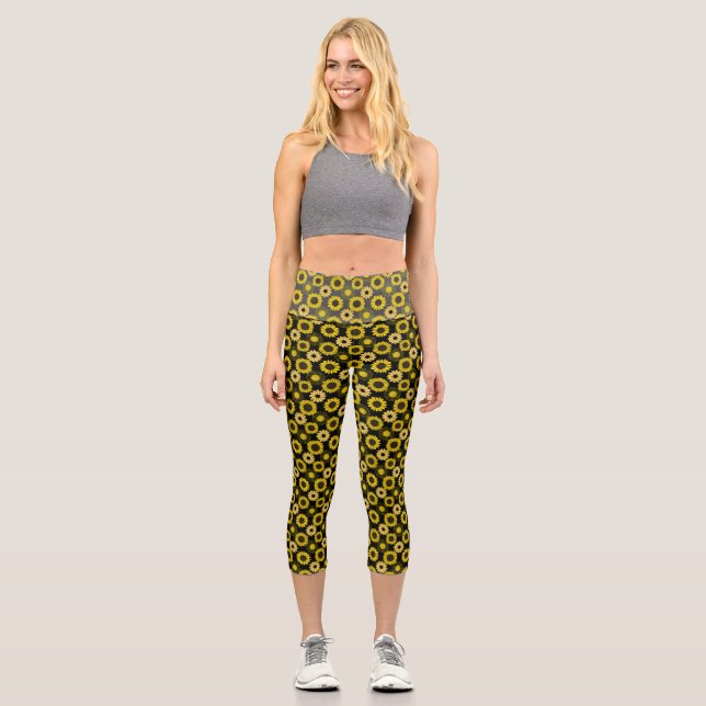 Leggings Capri Sunflowers bx4 Black BG (Recto)