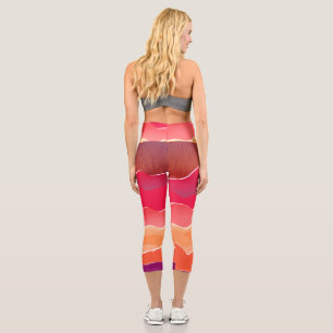 Leggings Capri Sunset Peaks Livre moderne Collage Art