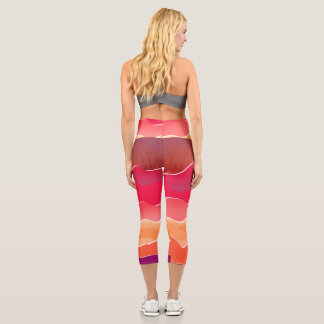 Leggings Capri Sunset Peaks Livre moderne Collage Art