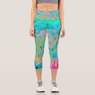 Leggings Capri Super Abstrait Rainbow Liquid Swirl