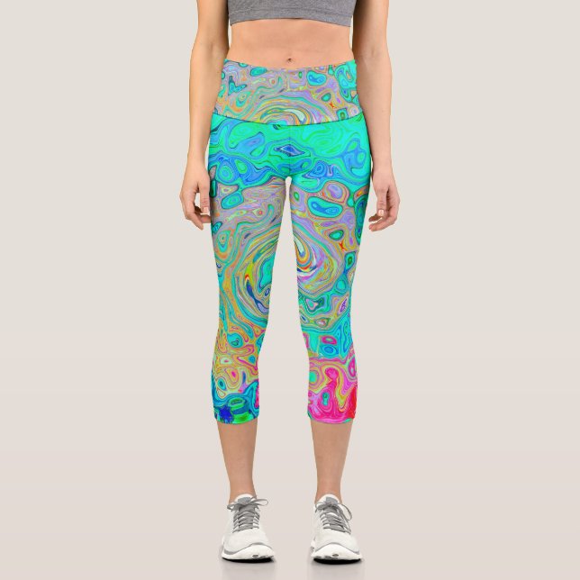 Leggings Capri Super Abstrait Rainbow Liquid Swirl (Recto)