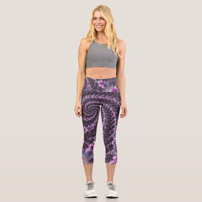 Leggings Capri Super Trippy Funky Psychedelic Spiral Fractal Art (Recto)