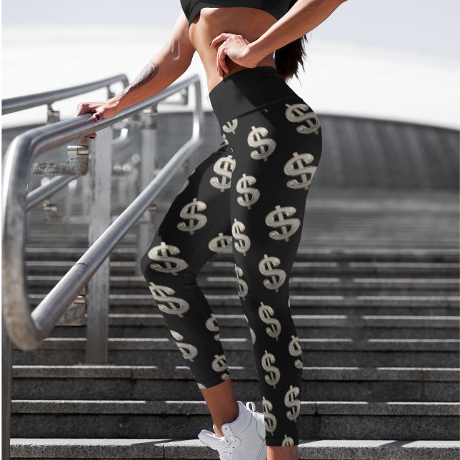 Leggings Capri SYMBOLE BLANC Dollar D'Argent Yoga (Créateur téléchargé)