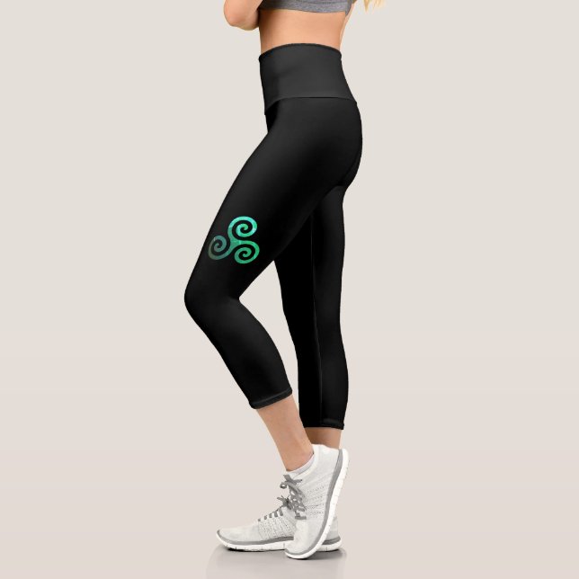 Leggings Capri Symbole celtique antique Emerald Triskele (Gauche)