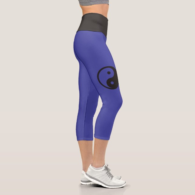 Leggings Capri Symbole Yin Yang - conception de tatouage solide (Droite)