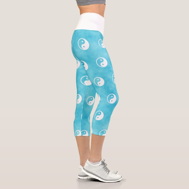Leggings Capri Symbole Yin Yang - conception de tatouage solide 2 (Droite)