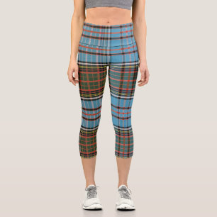 Leggings Capri Tartan Anderson Clan Teal Écossais