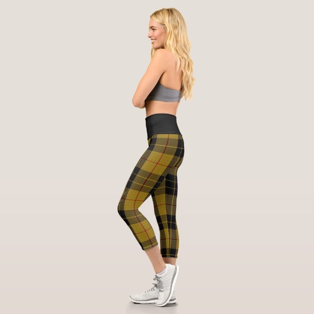 Leggings Capri Tartan jaune carré à la mode Capris Yoga (Gauche)