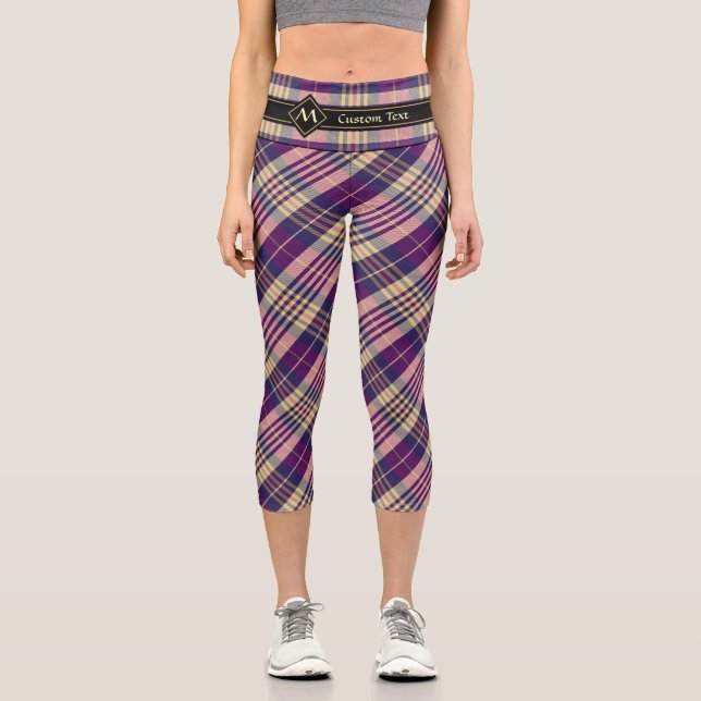 Leggings Capri Tartan mauve, or et bleu (Recto)