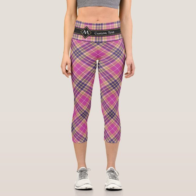 Leggings Capri Tartan rose, or et bleu (Recto)