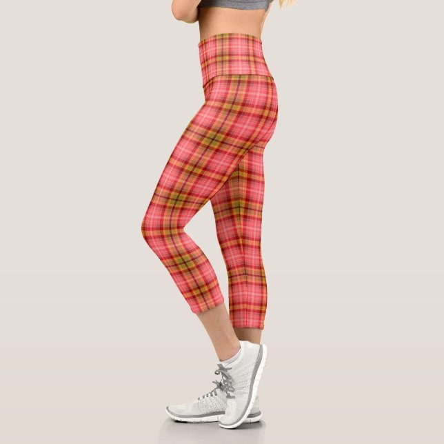 Leggings Capri Tartan Rose Orange (Gauche)
