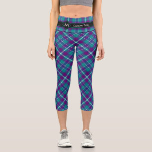 Leggings Capri Tartan vert de mer, violet et bleu