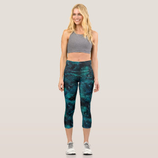 Leggings Capri Teal galaxy Series Design 4