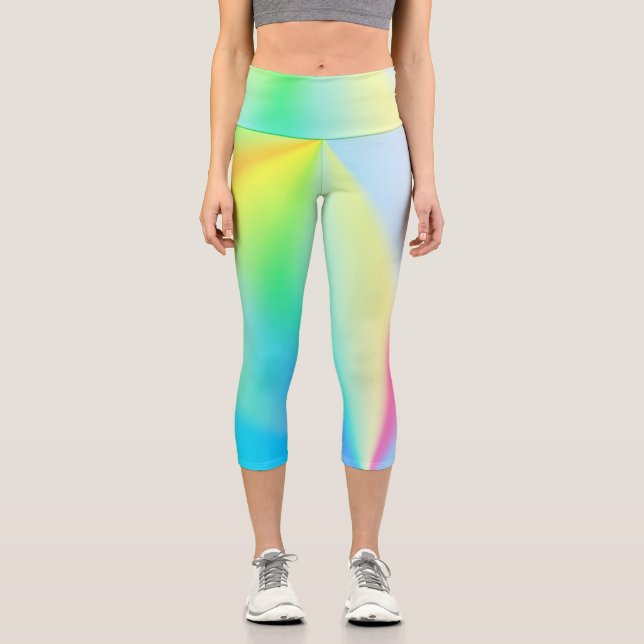 Leggings Capri teinte arc-en-ciel pastel irisé moderne (Recto)