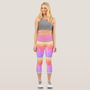 Leggings Capri Teinture à bonbons en coton Capris haute taille