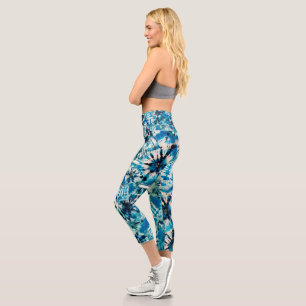 Leggings Capri Teinture à tarte blanche bleue