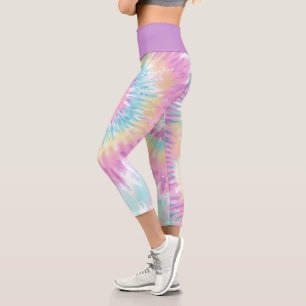 Leggings Capri Teinture à tarte bleu violet Abstraite