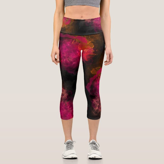 Leggings Capri Téméraire Corail rose Neon Encre d'alcool Capri Le (Recto)