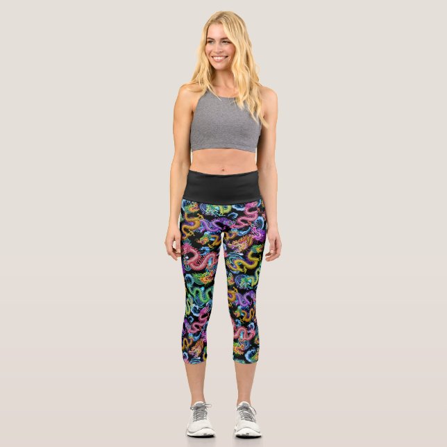Leggings Capri Tempête du dragon (Recto)