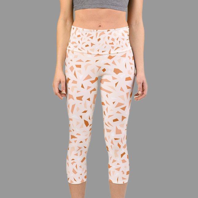 Leggings Capri Terrazzo Terrazzo Abstrait Terracotta moderne (Créateur téléchargé)
