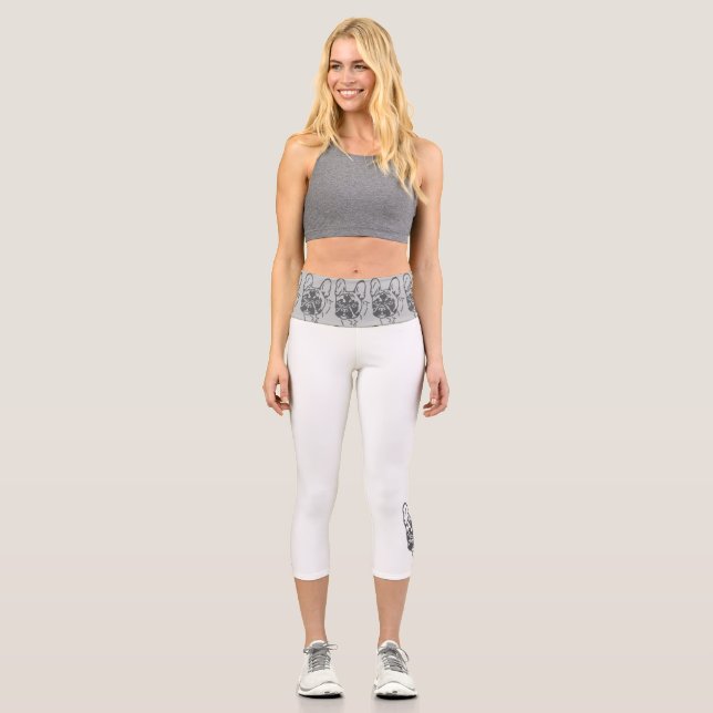 Leggings Capri Tête de Bouledogue Français (Recto)