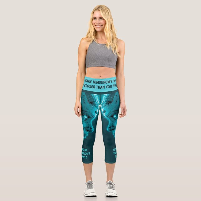 LEGGINGS CAPRI TÊTE ROBOTIQUE CYBORG (Recto)