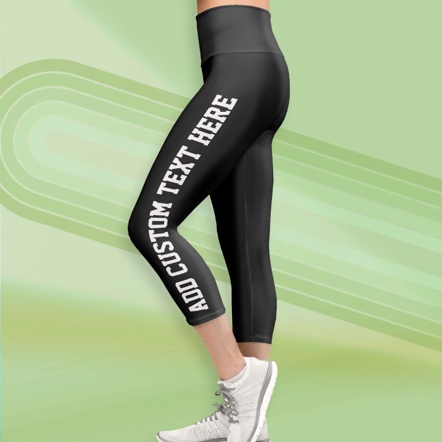 Leggings Capri Texte blanc personnalisé en gras avec Arrière - pl (Custom Leggings)