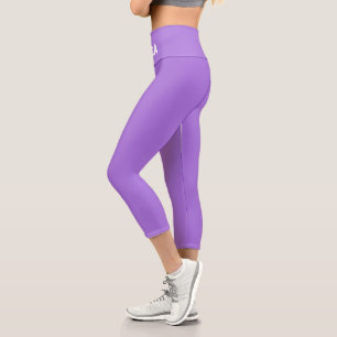 Leggings Capri Texte de yoga blanc éditable moderne sur violet