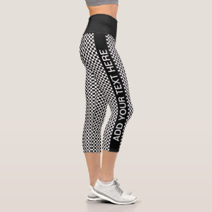 Leggings Capri Texte personnalisé du Motif en noir et blanc Cool