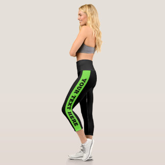 Leggings Capri Texte personnalisé Grilles vertes