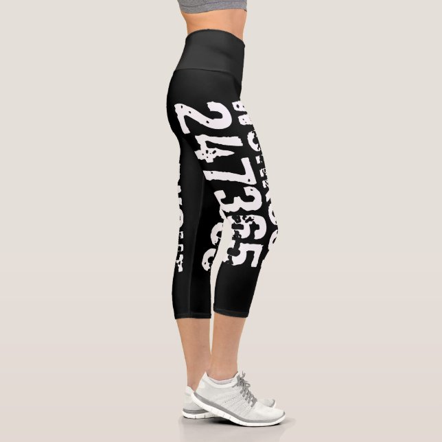 Leggings Capri Texte usé et rayé Workout 247365 blanc (Droite)