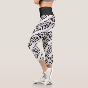 Leggings Capri Texte usé et rayé Workout 247365 rustique