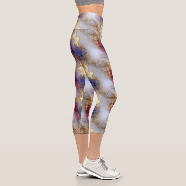 Leggings Capri Texture abstraite d'encre alcoolique avec des acce (Droite)