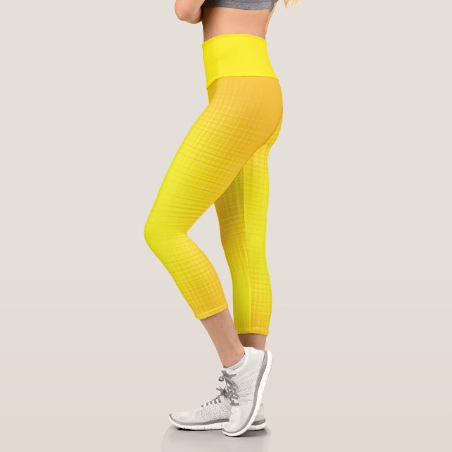 Leggings Capri Texture d'art Abstrait Jaune orange Jaune ensoleil (Gauche)