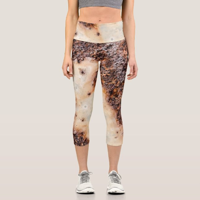 Leggings Capri Texture de métal rouillé brun cool (Recto)
