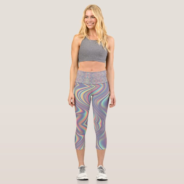 Leggings Capri Texture de tourbillon holographique iridescent (Recto)