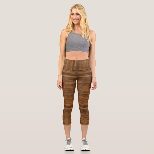 Leggings Capri Texture en bois (Recto)