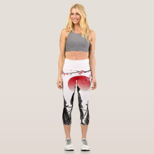 Leggings Capri Three Samurai Silhouettes Battle Art