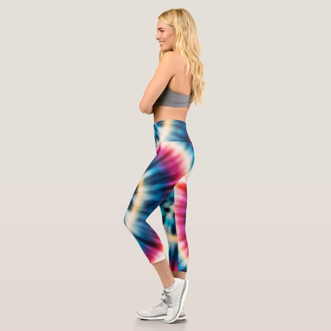 Leggings Capri Tie Dye Rouge Blanc Bleu - Cadeau (Gauche)