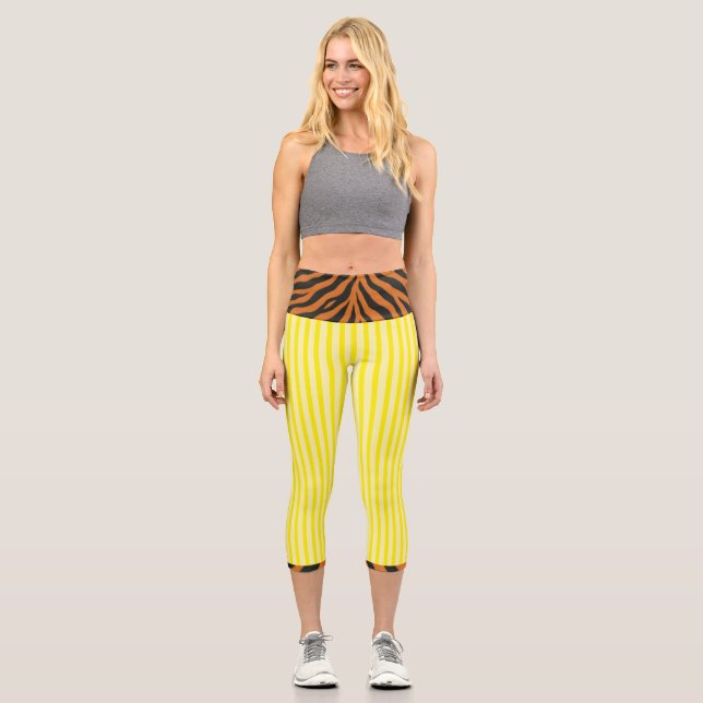 LEGGINGS CAPRI "TIGRESSE CITRON" HAUT-PLACÉ (Recto)