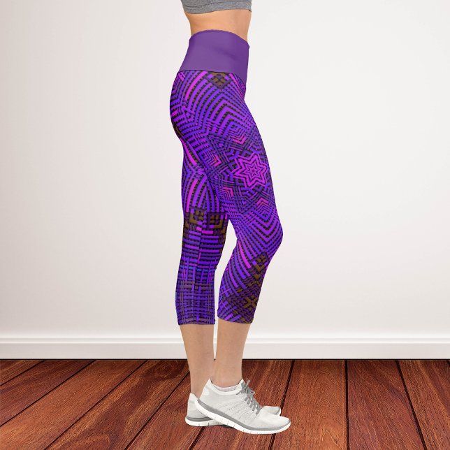 Leggings Capri Tisser Mandala rose et violet (Créateur téléchargé)
