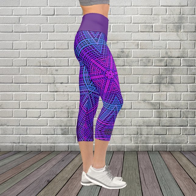 Leggings Capri Tisser Mandala violet rose et bleu (Créateur téléchargé)