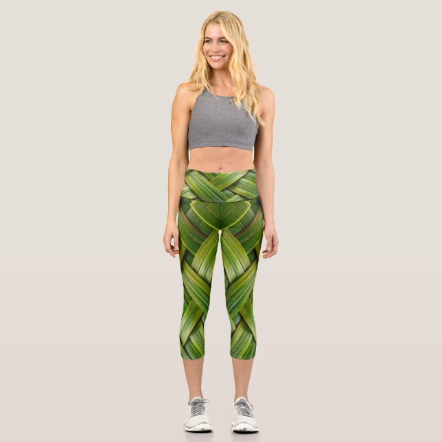 Leggings Capri Tissu de bambou vert frais (Recto)