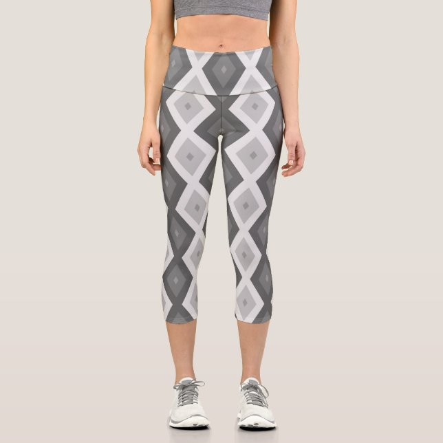 Leggings Capri Tons de motif de diamant gris (Recto)