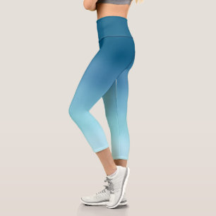 Leggings Capri tons pastel bleu Abstrait et bleu clair