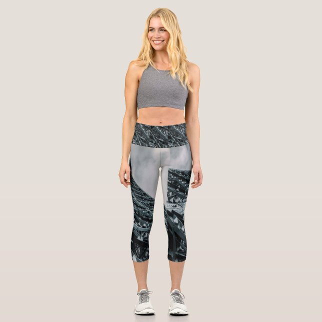 Leggings Capri Tour Eiffel Paris Acier et ciel (Recto)
