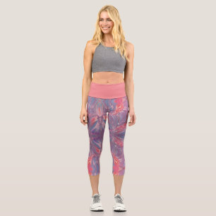 Leggings Capri Tourbillons modernes de rose violet rose rose crèm