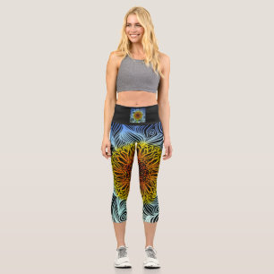 Leggings Capri Tournesol néon moderne et audacieux 