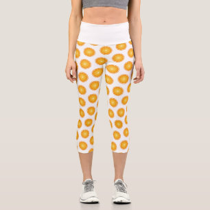 Leggings Capri Tranches de fruit orange jus frais motif blanc